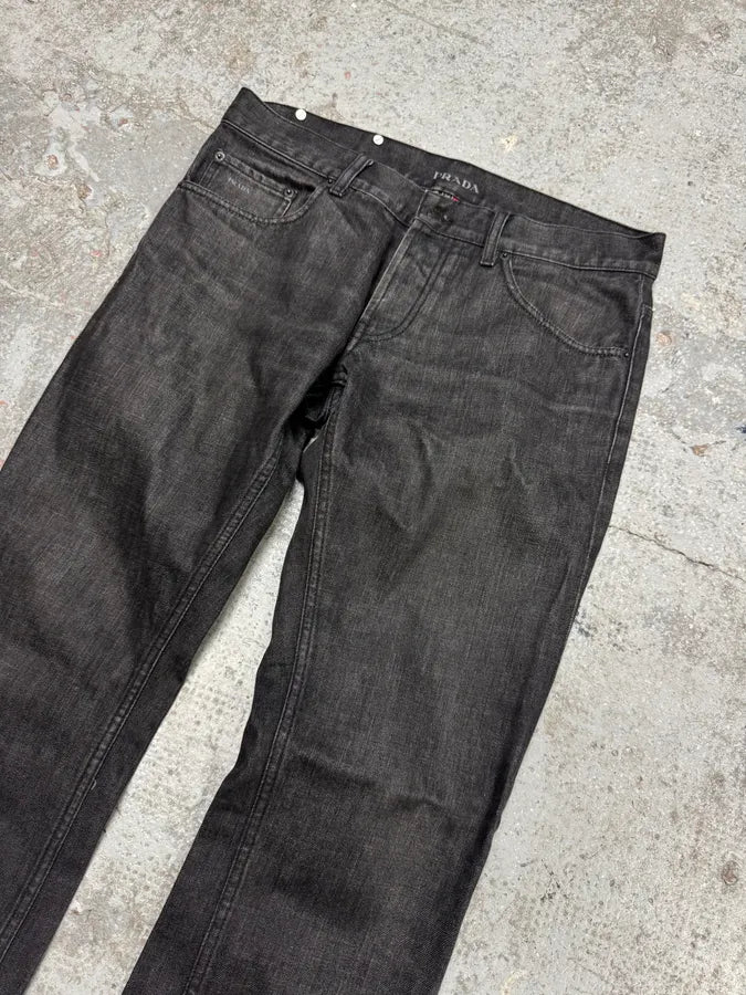 AW2008 Prada Raw Grey Straight Denim Jeans TqyUZYV 4