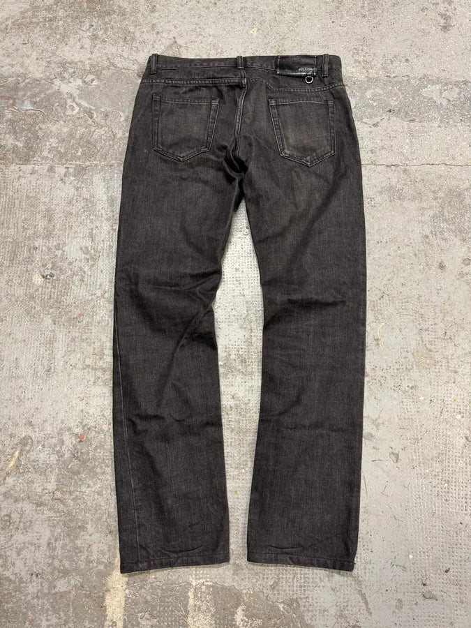AW2008 Prada Raw Grey Straight Denim Jeans TqyUZYV 5