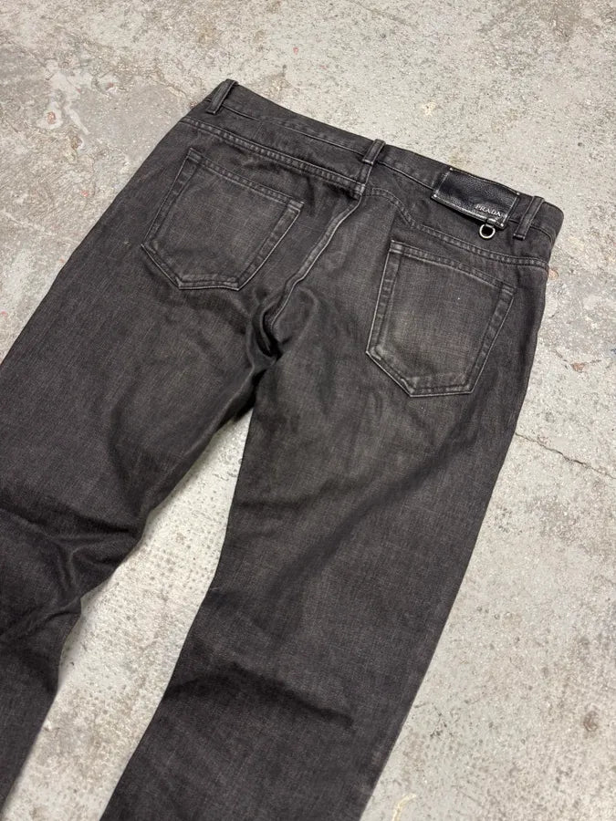 AW2008 Prada Raw Grey Straight Denim Jeans TqyUZYV 7