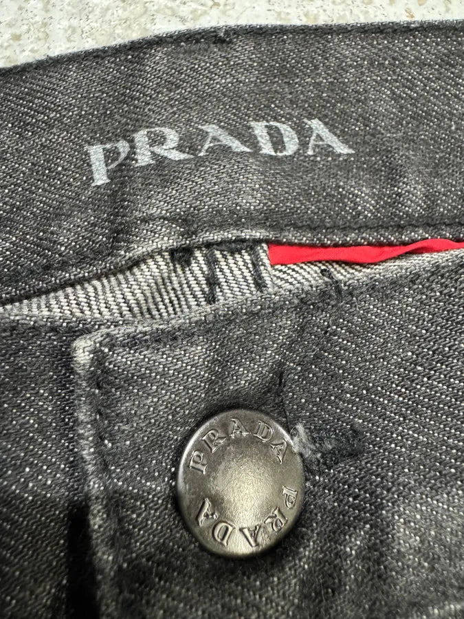 AW2008 Prada Raw Grey Straight Denim Jeans TqyUZYV 8
