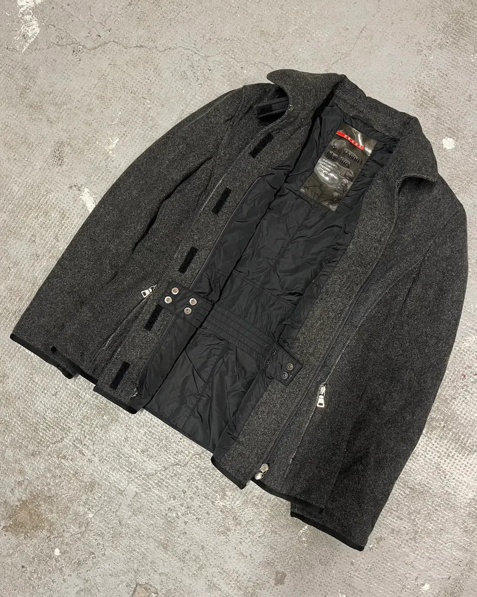 AW2008 Prada Wool Grey Scratch Jacket umnAYvZ 2