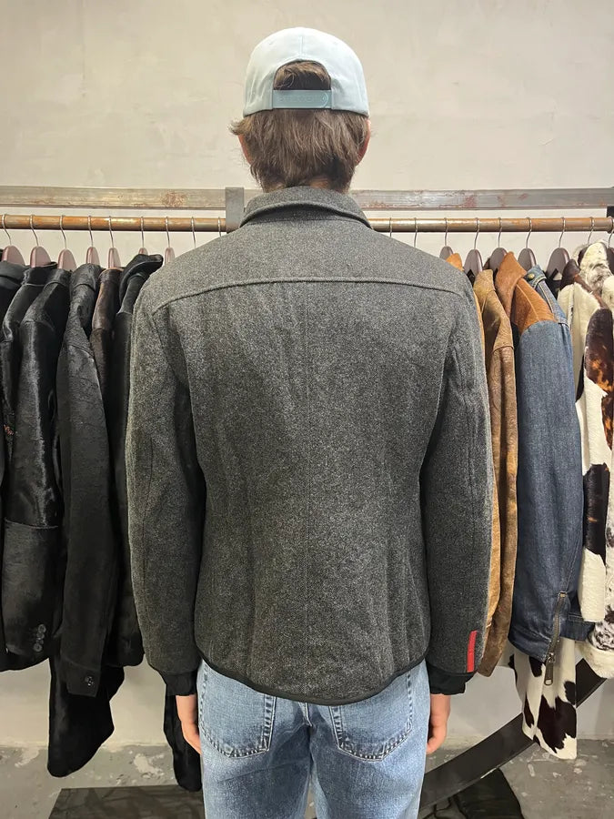 AW2008 Prada Wool Grey Scratch Jacket umnAYvZ 5