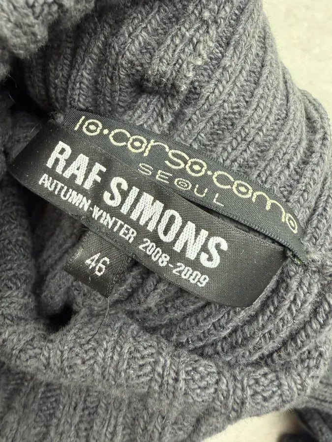 AW2008 Raf Simons Grey Wool Abstract Turtleneck Sweater idlowiN 6