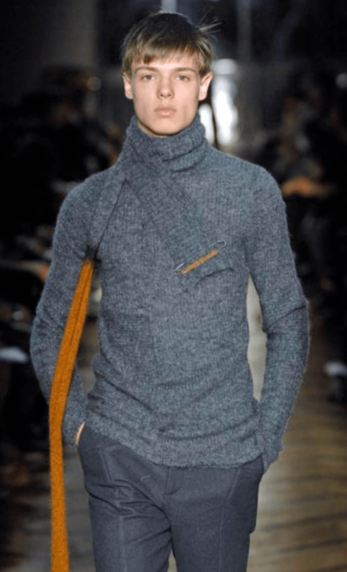 AW2008 Raf Simons Grey Wool Abstract Turtleneck Sweater idlowiN 1
