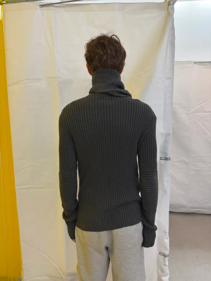 AW2008 Raf Simons Grey Wool Abstract Turtleneck Sweater idlowiN 4