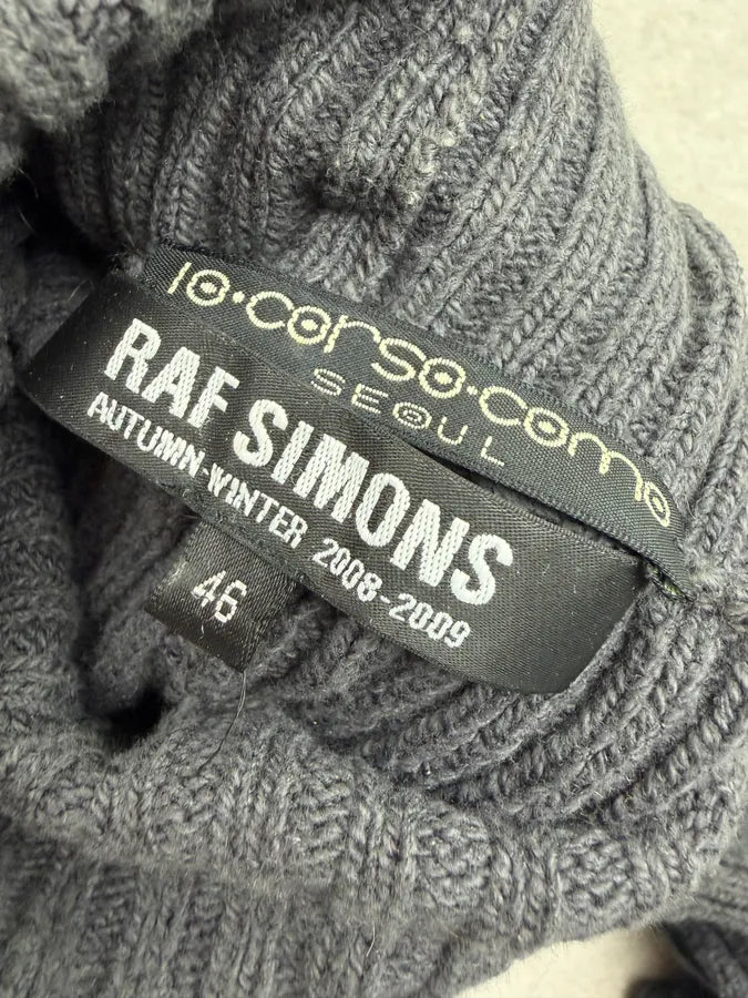 AW2008 Raf Simons Grey Wool Abstract Turtleneck Sweater idlowiN 5