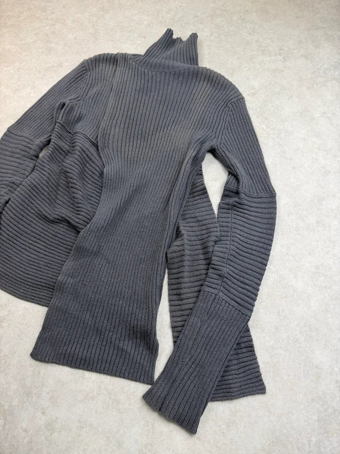AW2008 Raf Simons Grey Wool Abstract Turtleneck Sweater idlowiN 6