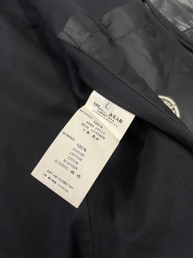 AW2008 Stone Island Green Patina Leather Eroded Green Officer Jacket fKcYXIc 10