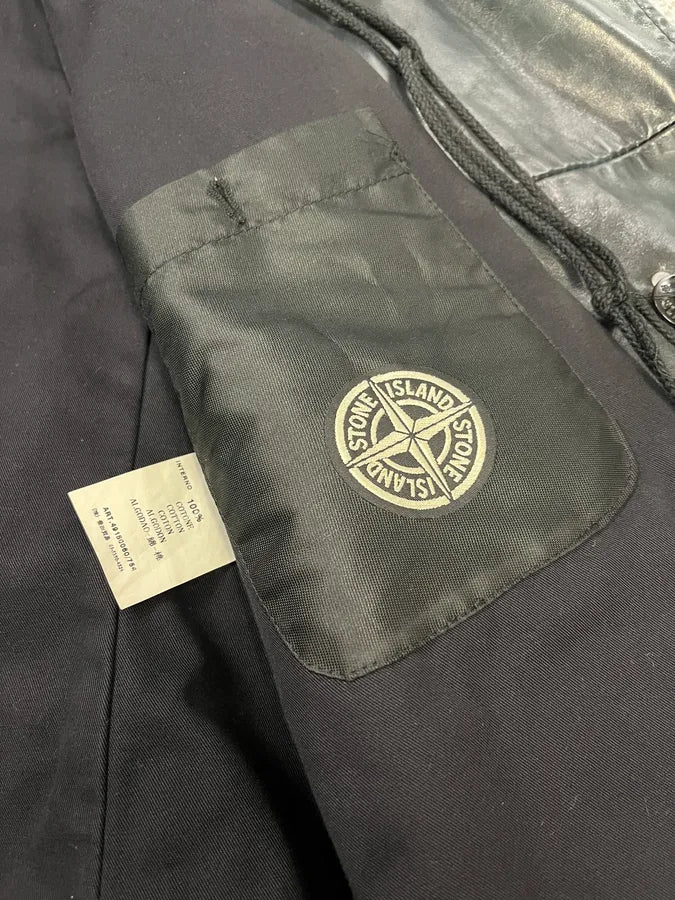 AW2008 Stone Island Green Patina Leather Eroded Green Officer Jacket fKcYXIc 9