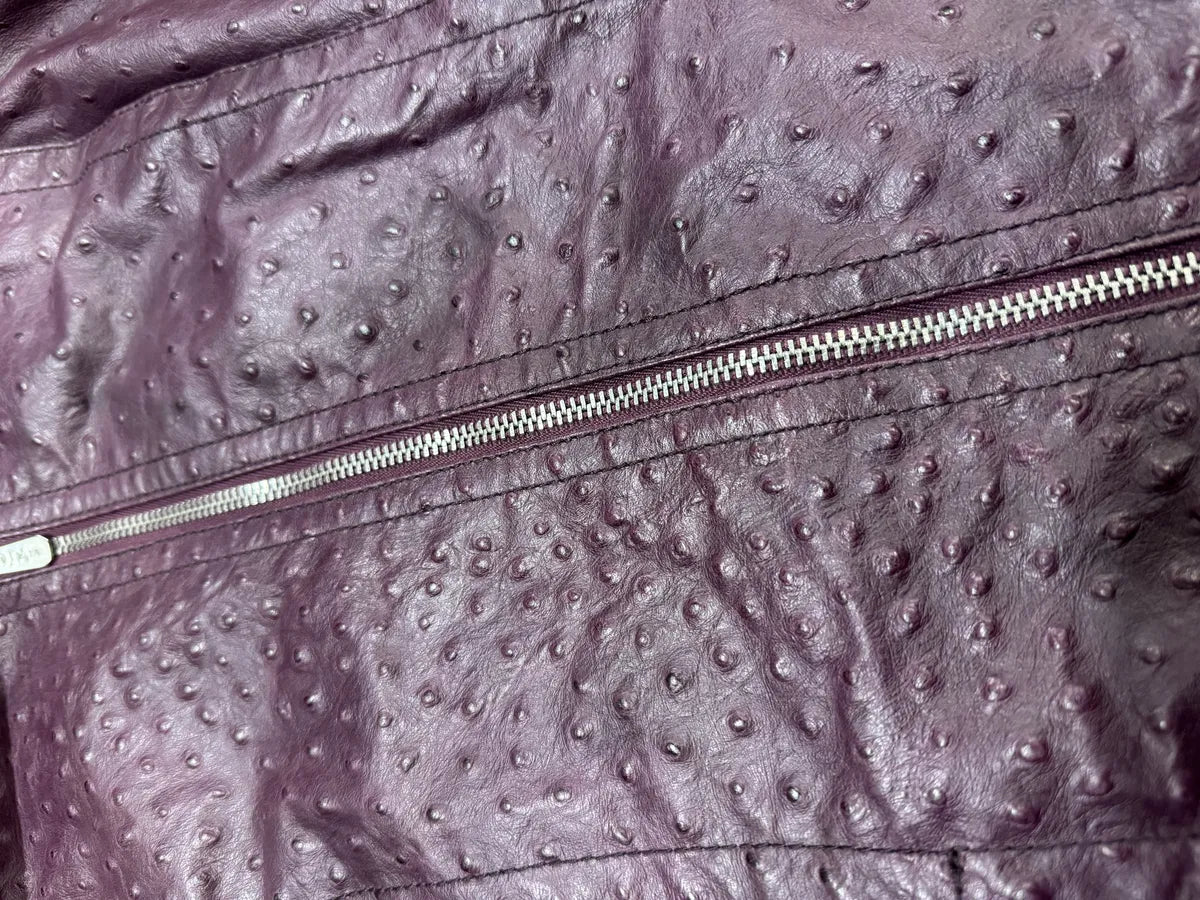 AW2008 Versace Ostrich Embossed Leather Bordeaux Jacket (XS/S) 5