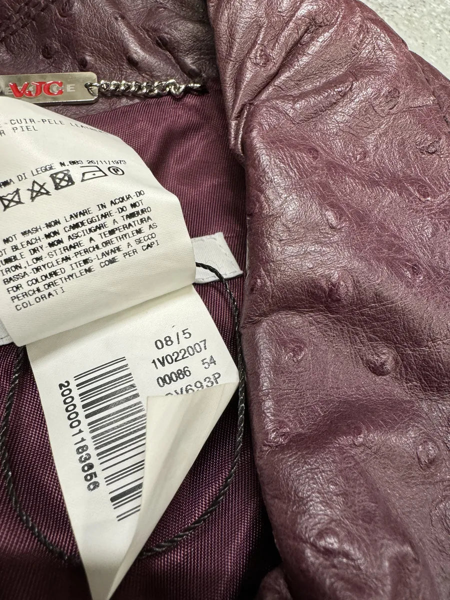 AW2008 Versace Ostrich Embossed Leather Bordeaux Jacket (XS/S) 7