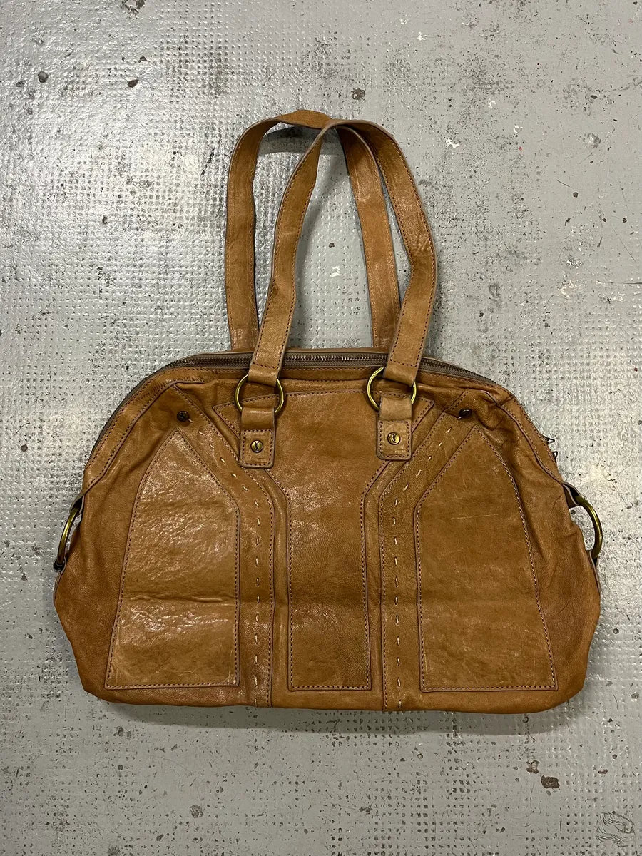 AW2008 Yves Saint Laurent Muse Tan Brown Leather Handle Bag gaXdYRT 5