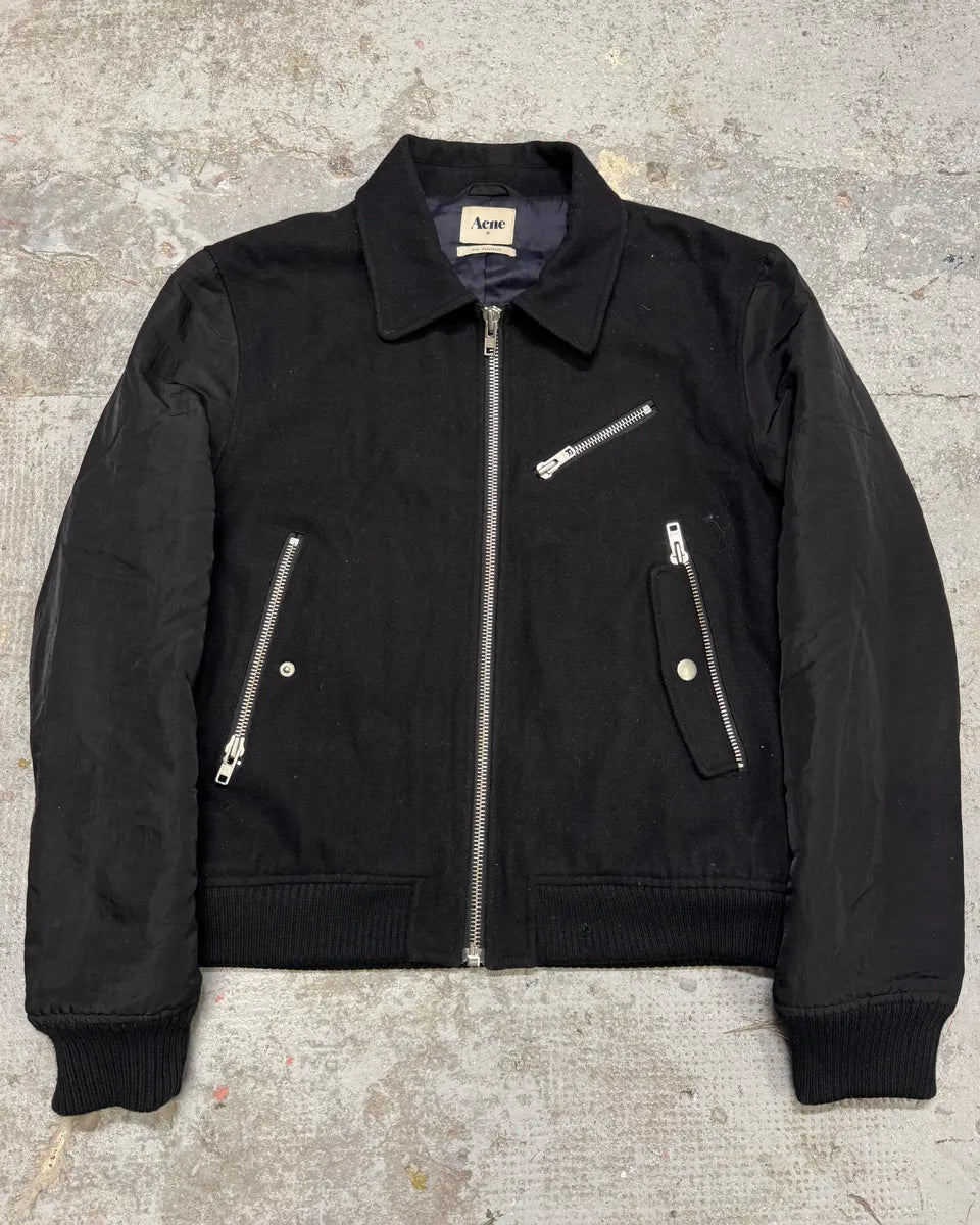 AW2009 Acne Studios Black Multi Zips Hybrid Nylon Wool Jacket mzjbWtz 0