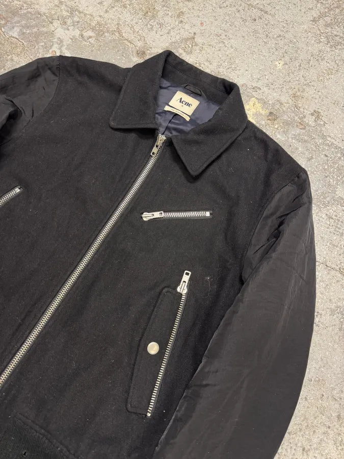 AW2009 Acne Studios Black Multi Zips Hybrid Nylon Wool Jacket mzjbWtz 3