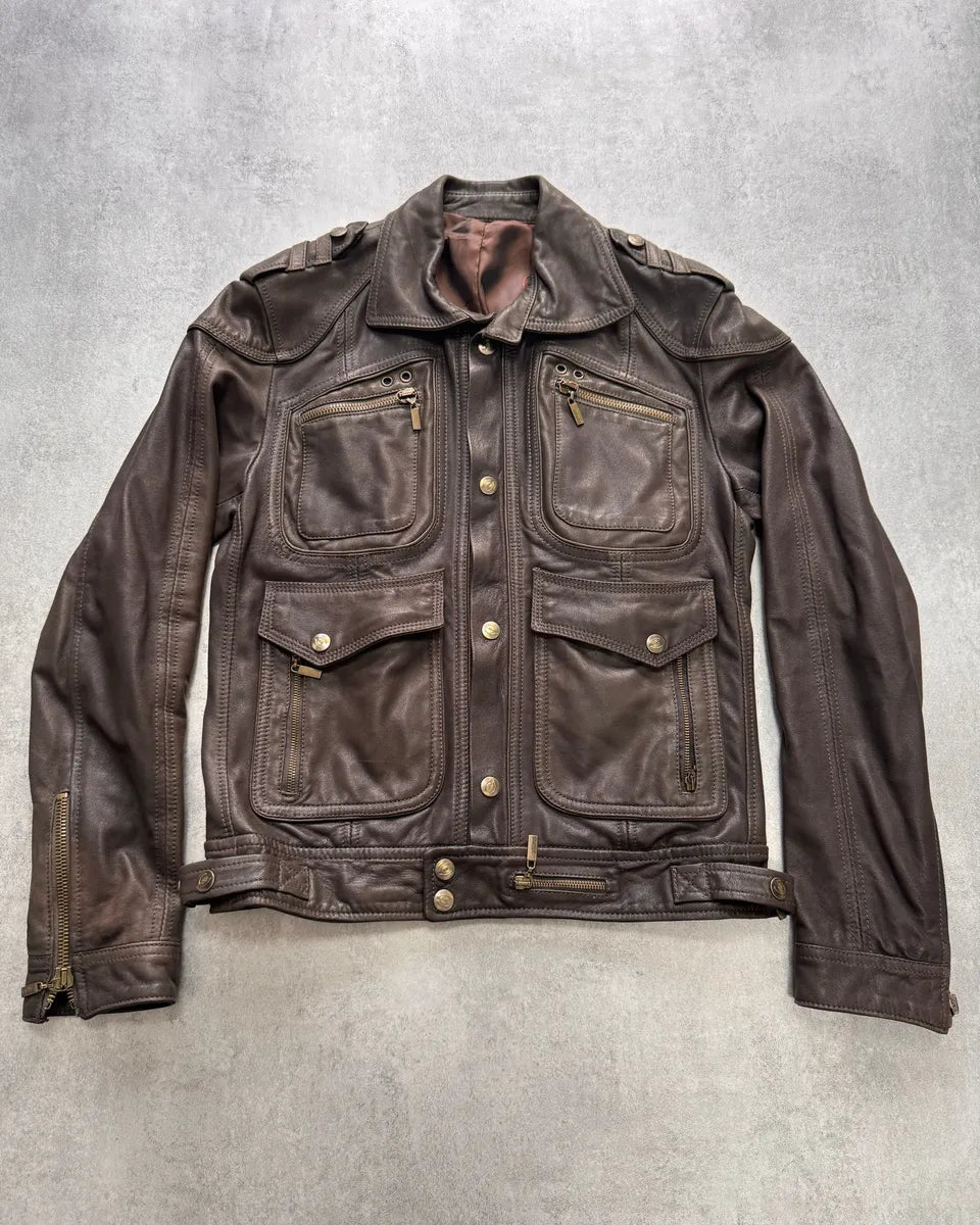 AW2009 Cavalli Hunter Brown Leather Jacket sRiSRqf 0