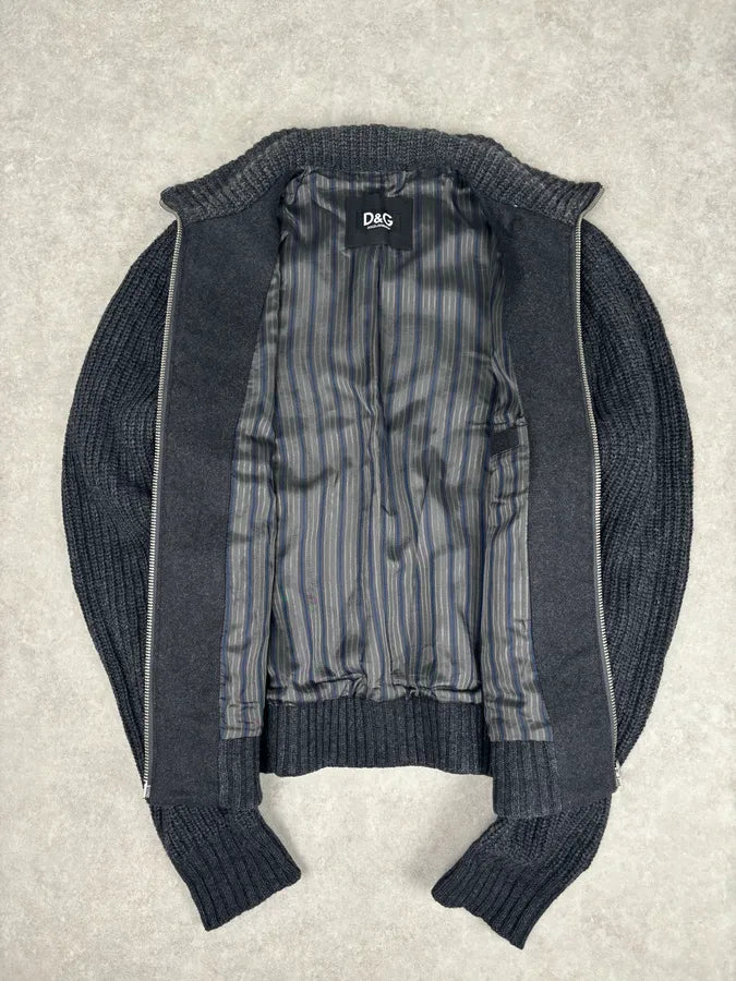 AW2009 Dolce & Gabbana Grey Wool Knit Collar Jacket iBWNUpC 6