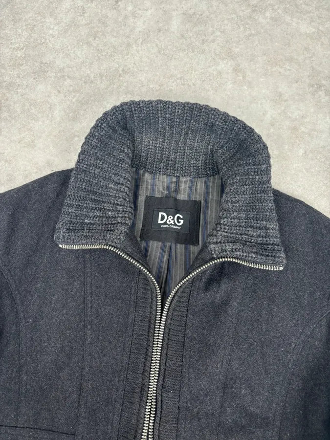 AW2009 Dolce & Gabbana Grey Wool Knit Collar Jacket iBWNUpC 7