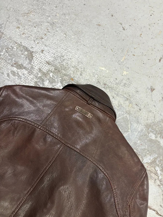 AW2009 Dolce & Gabbana Brown Leather Aviator Bomber Jacket ycOhiNc 6