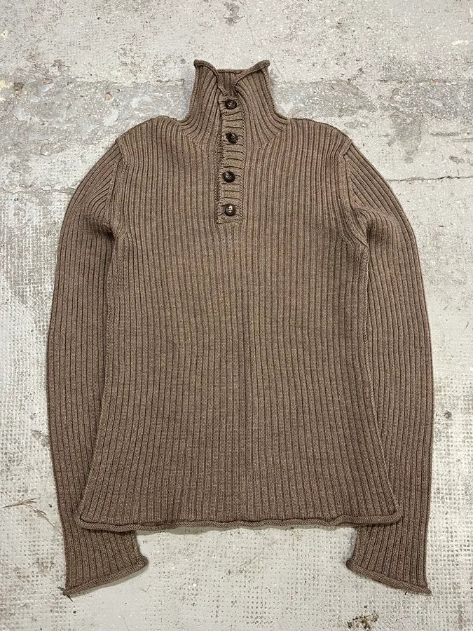 AW2009 Dolce & Gabbana Camel Buttoned Up Sweater eVTWRWa 0