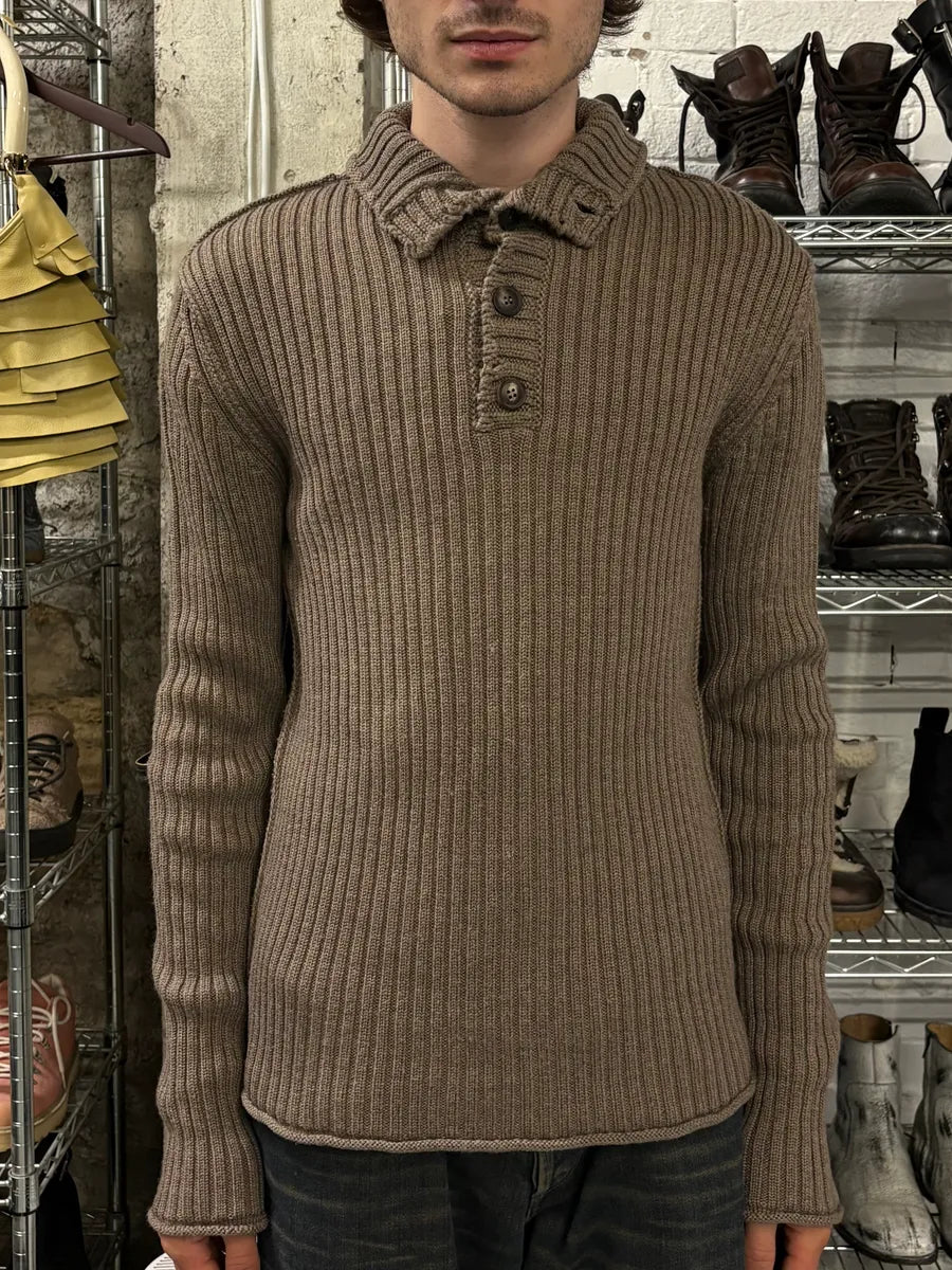 AW2009 Dolce & Gabbana Camel Buttoned Up Sweater eVTWRWa 1