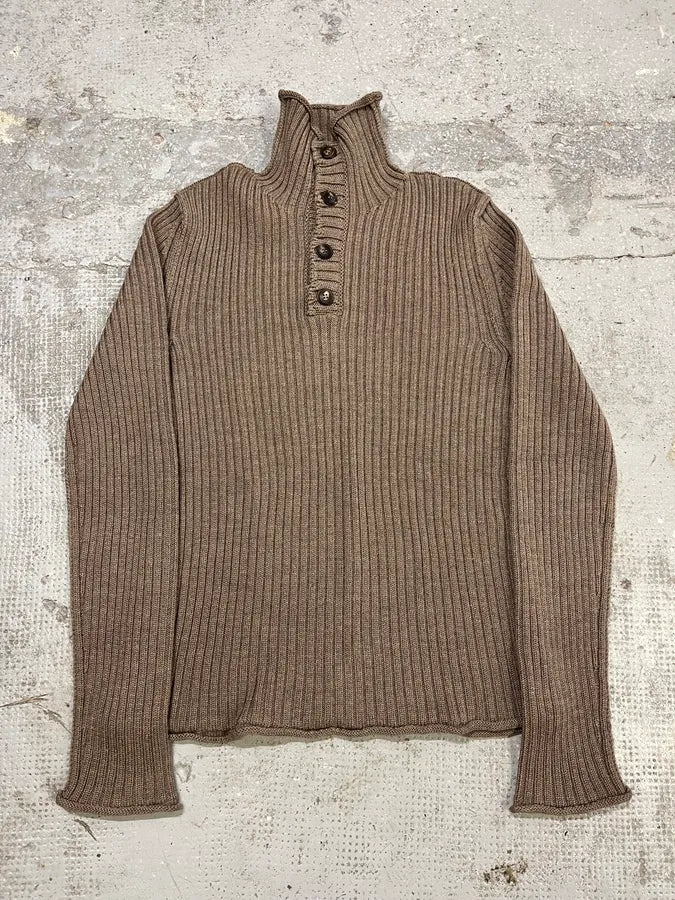 AW2009 Dolce & Gabbana Camel Buttoned Up Sweater eVTWRWa 3