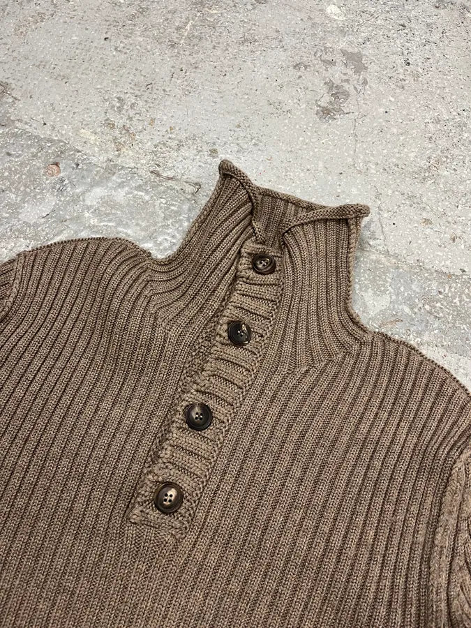 AW2009 Dolce & Gabbana Camel Buttoned Up Sweater eVTWRWa 4