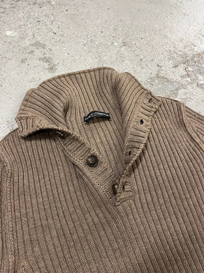 AW2009 Dolce & Gabbana Camel Buttoned Up Sweater eVTWRWa 7