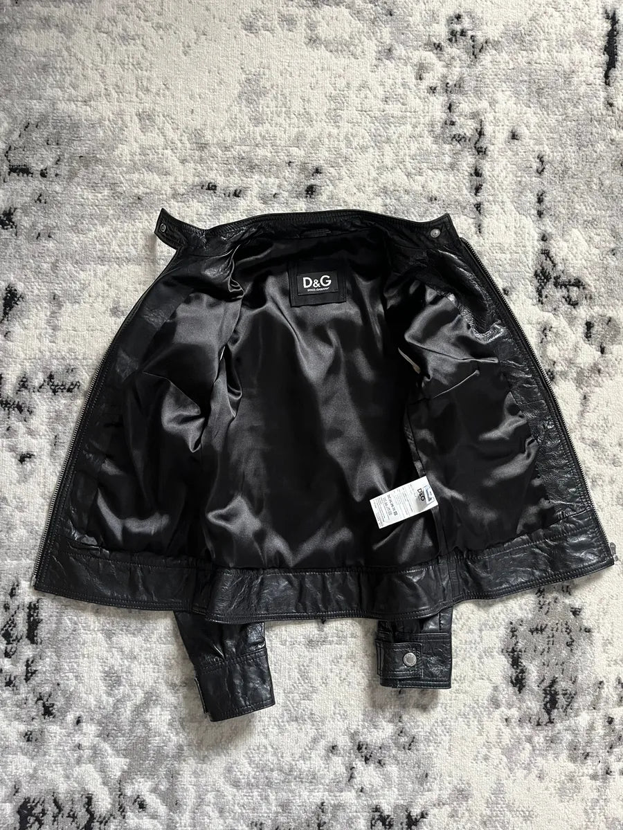 AW2009 Dolce & Gabbana Cargo Utility Black Leather Jacket MOITfSi 4