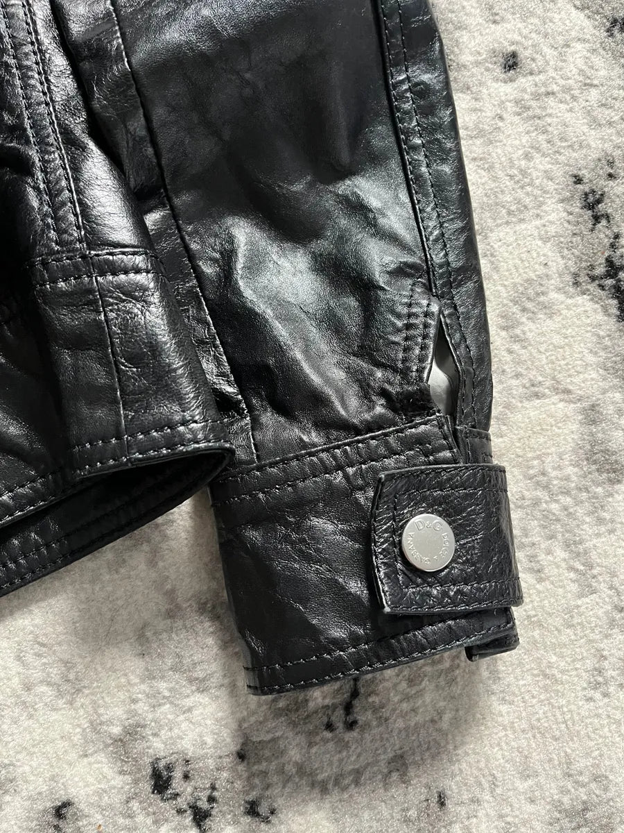 AW2009 Dolce & Gabbana Cargo Utility Black Leather Jacket MOITfSi 7
