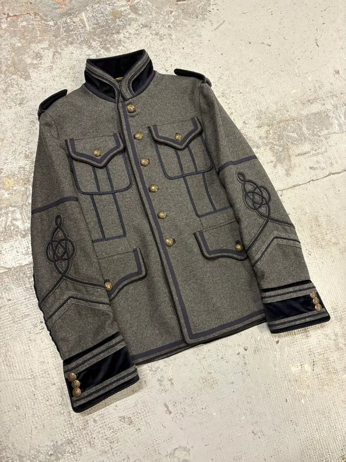 AW2009 Dolce & Gabbana Grey & Navy Napoleon Officer Wool Jacket CXOUSOS 4
