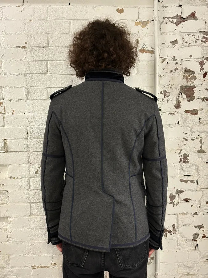 AW2009 Dolce & Gabbana Grey & Navy Napoleon Officer Wool Jacket CXOUSOS 3