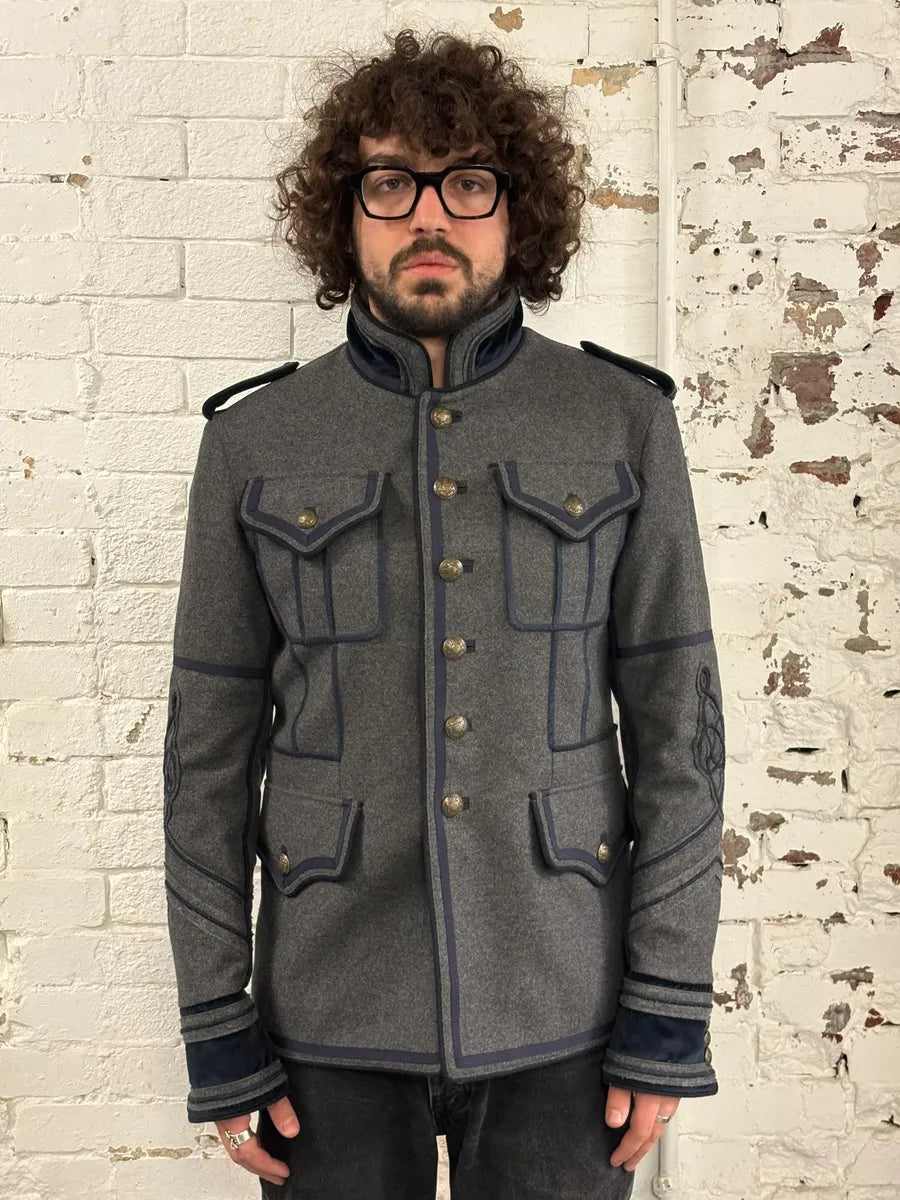 AW2009 Dolce & Gabbana Grey & Navy Napoleon Officer Wool Jacket CXOUSOS 2