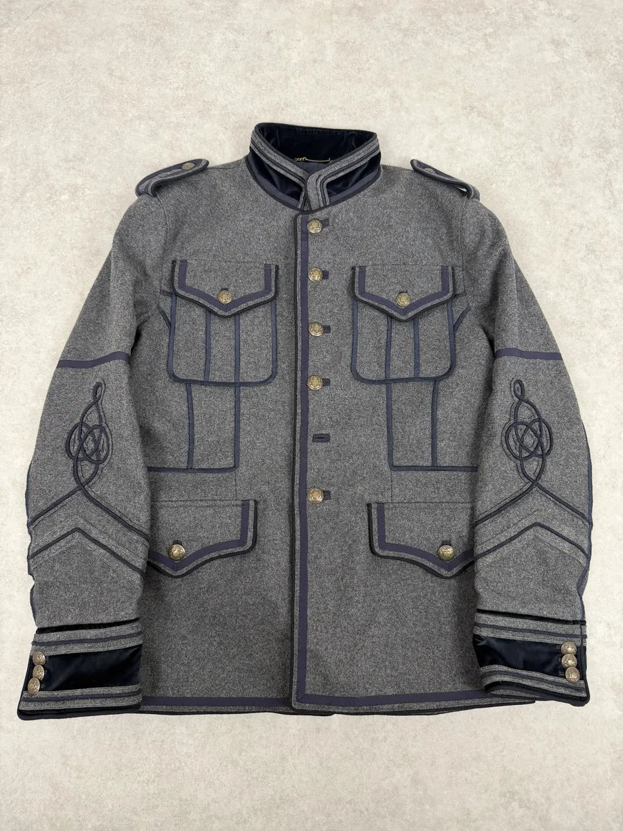 AW2009 Dolce & Gabbana Grey & Navy Napoleon Officer Wool Jacket MfQTPvv 1
