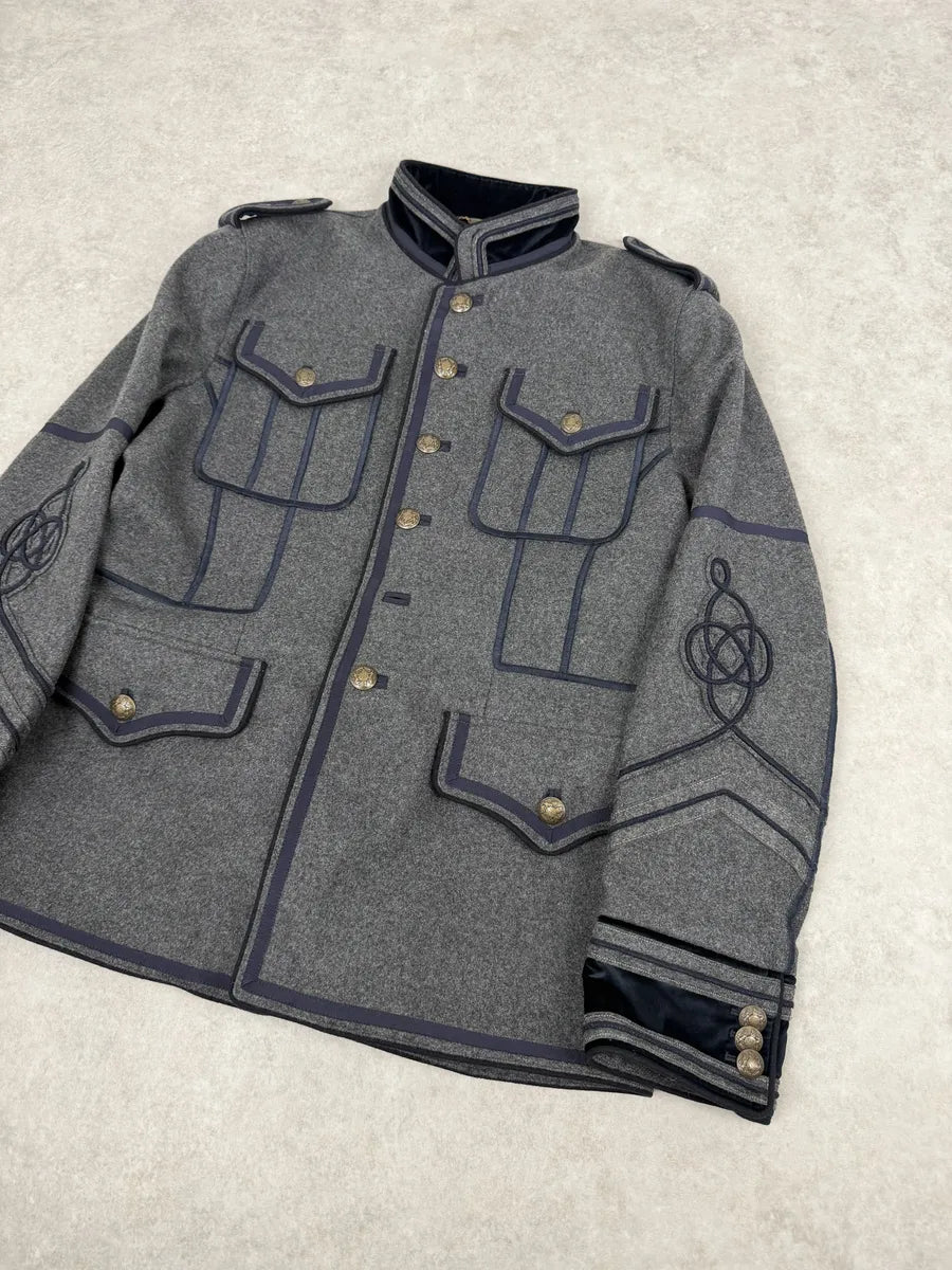 AW2009 Dolce & Gabbana Grey & Navy Napoleon Officer Wool Jacket MfQTPvv 10