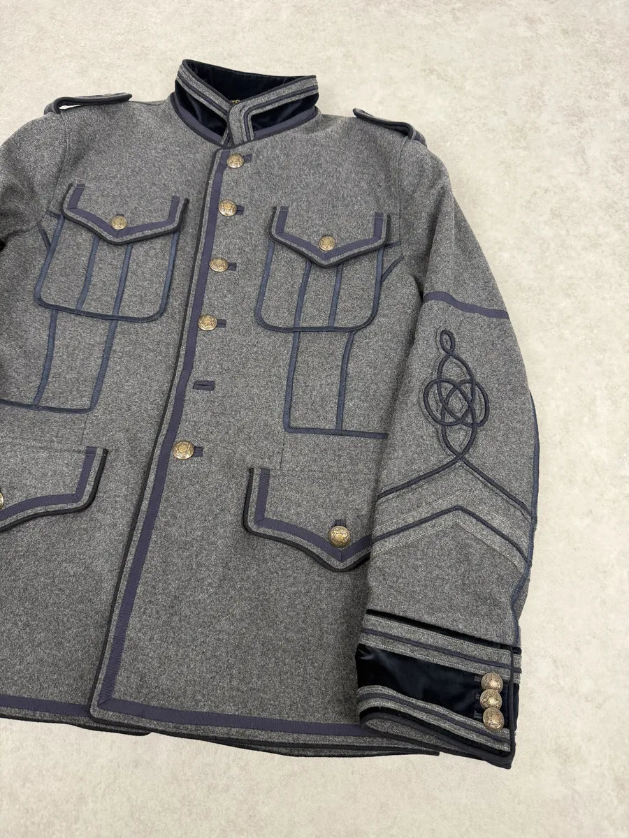 AW2009 Dolce & Gabbana Grey & Navy Napoleon Officer Wool Jacket MfQTPvv 12