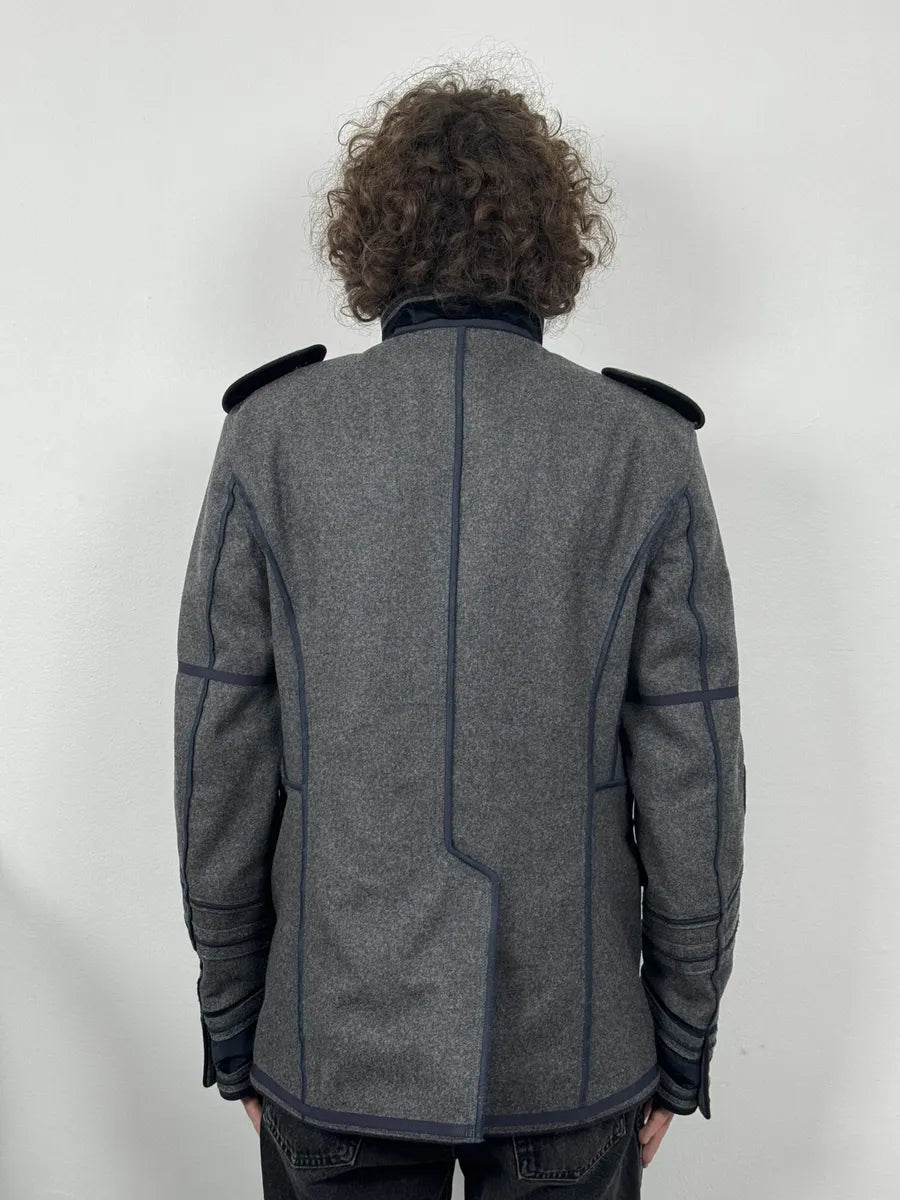 AW2009 Dolce & Gabbana Grey & Navy Napoleon Officer Wool Jacket MfQTPvv 4