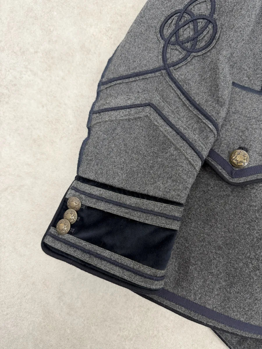 AW2009 Dolce & Gabbana Grey & Navy Napoleon Officer Wool Jacket MfQTPvv 6