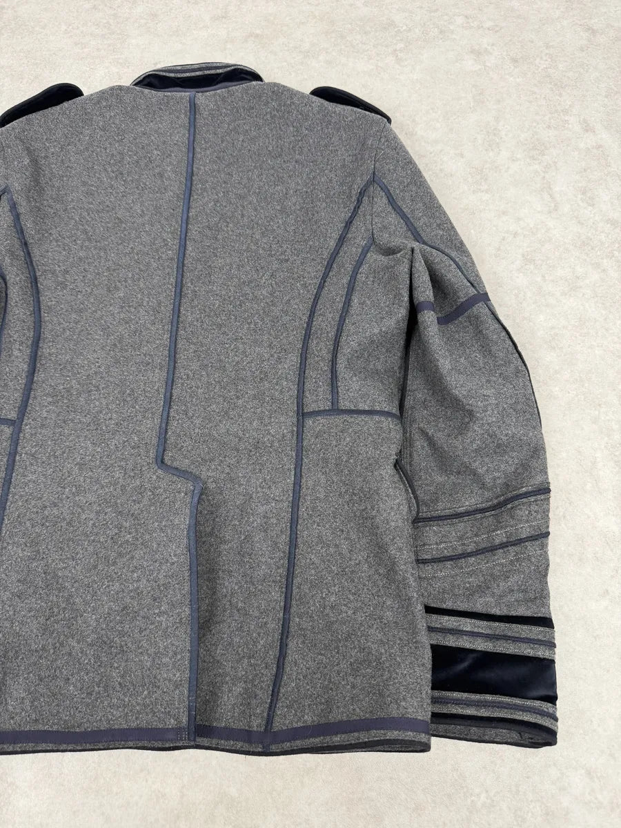 AW2009 Dolce & Gabbana Grey & Navy Napoleon Officer Wool Jacket MfQTPvv 9