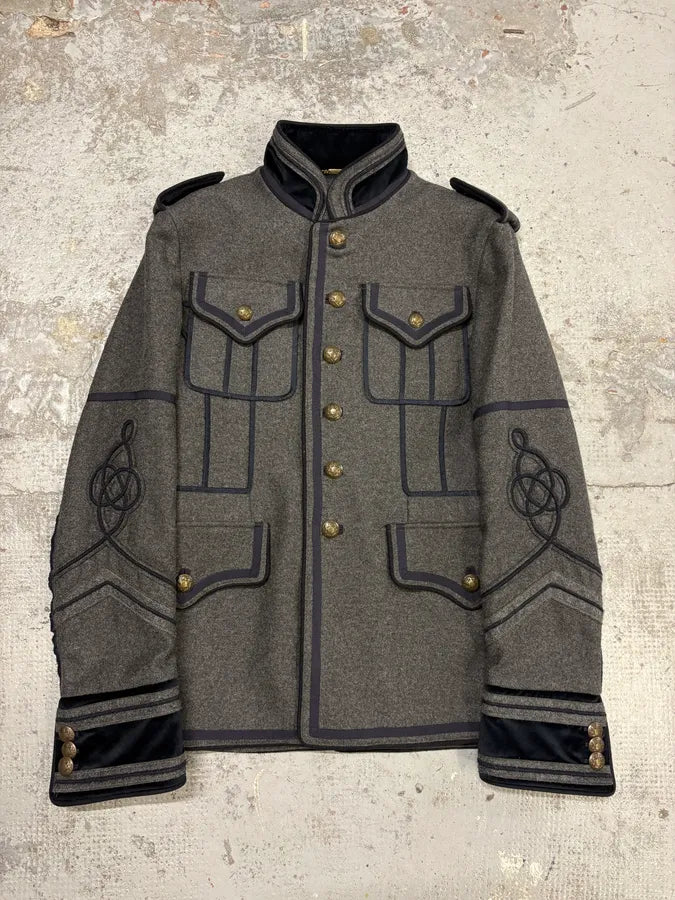 AW2009 Dolce & Gabbana Grey & Navy Napoleon Officer Wool Jacket CXOUSOS 0