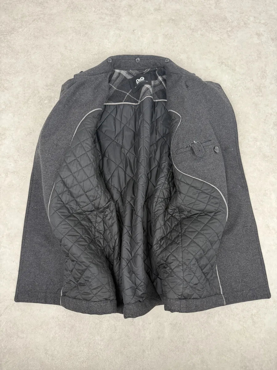 AW2009 Dolce & Gabbana Grey Caban Buttoned Officer Wool Coat GzoVyWz 3
