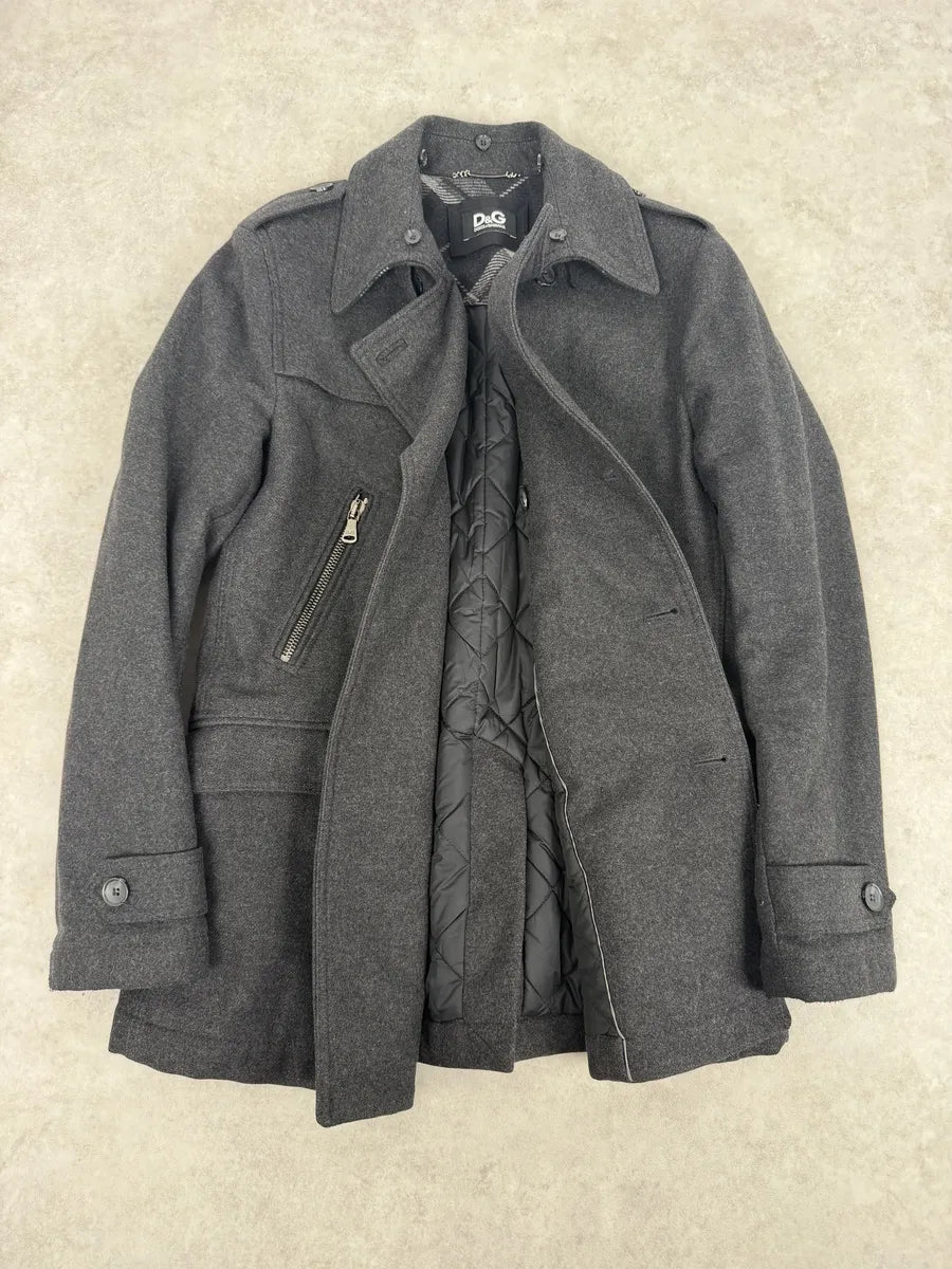 AW2009 Dolce & Gabbana Grey Caban Buttoned Officer Wool Coat GzoVyWz 4