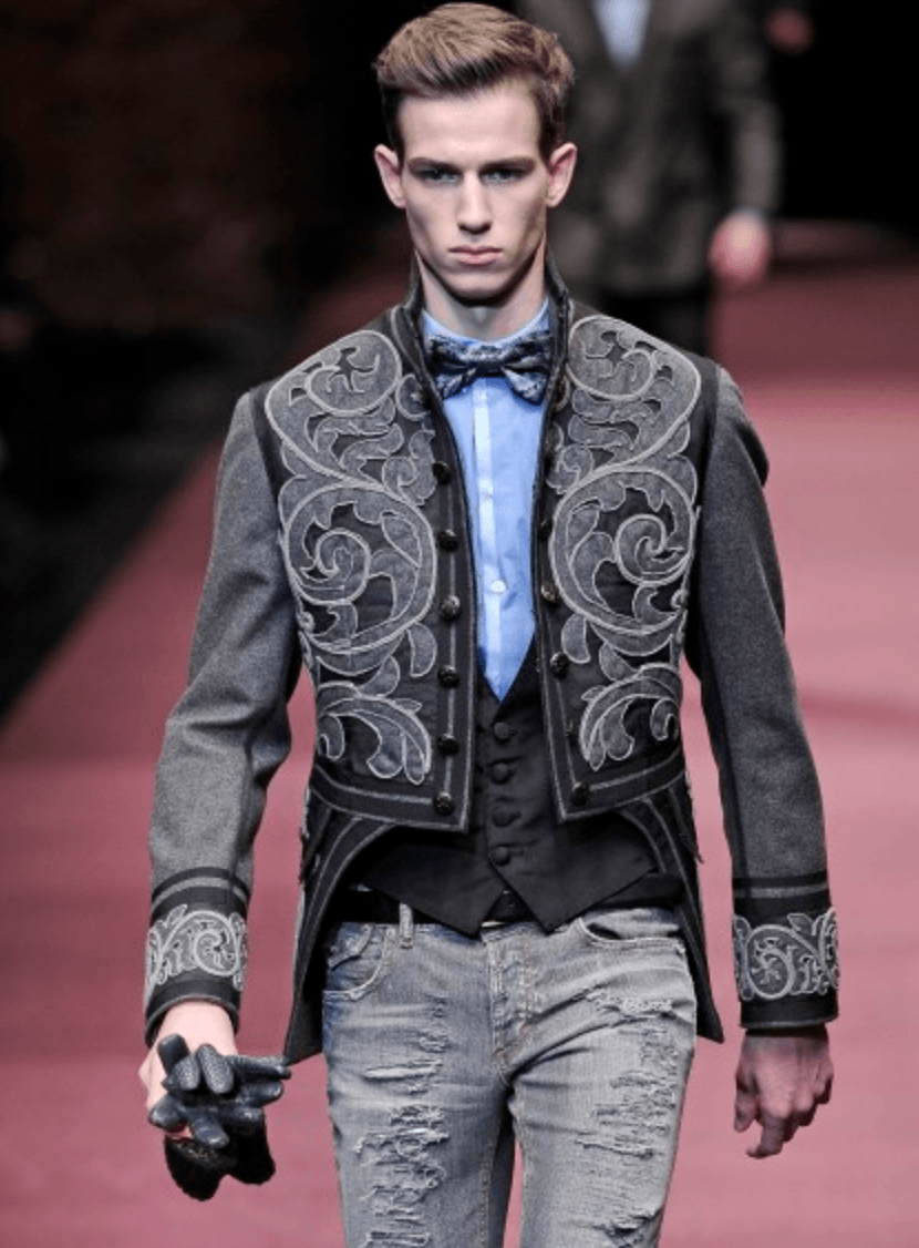 AW2009 Dolce & Gabbana Grey Wool Baroque Embroidered Officer Jacket yZamRDT 2