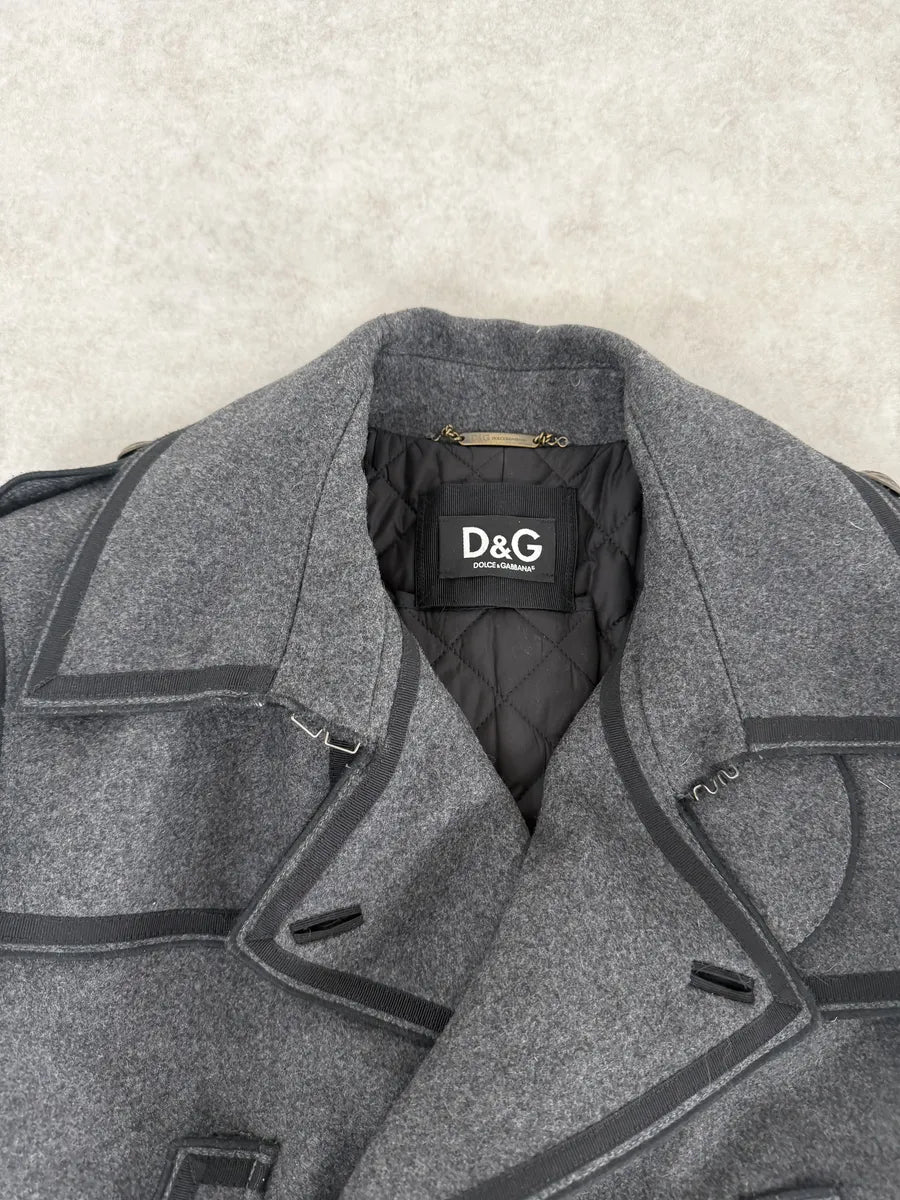 AW2009 Dolce & Gabbana Grey Wool Officer Trench Coat  jFaCjRG 12