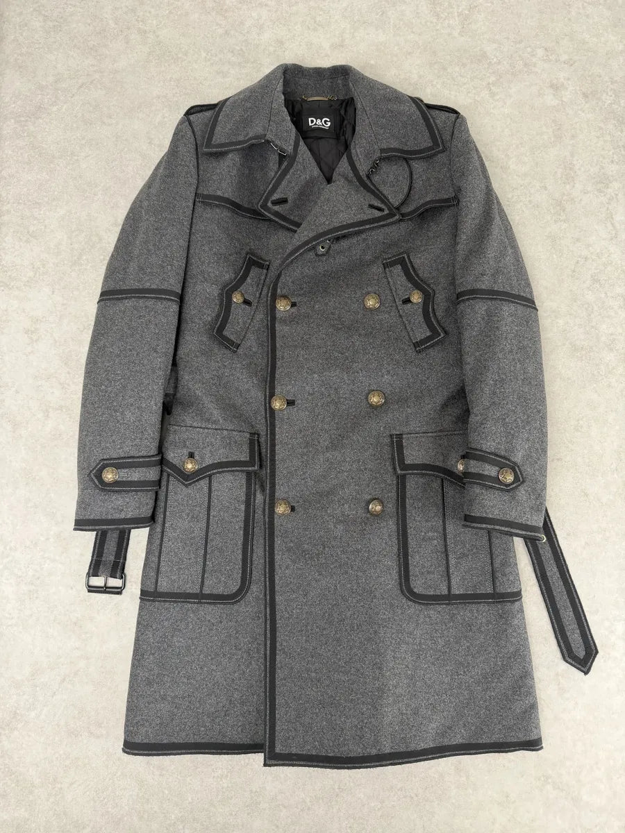 AW2009 Dolce & Gabbana Grey Wool Officer Trench Coat  jFaCjRG 3