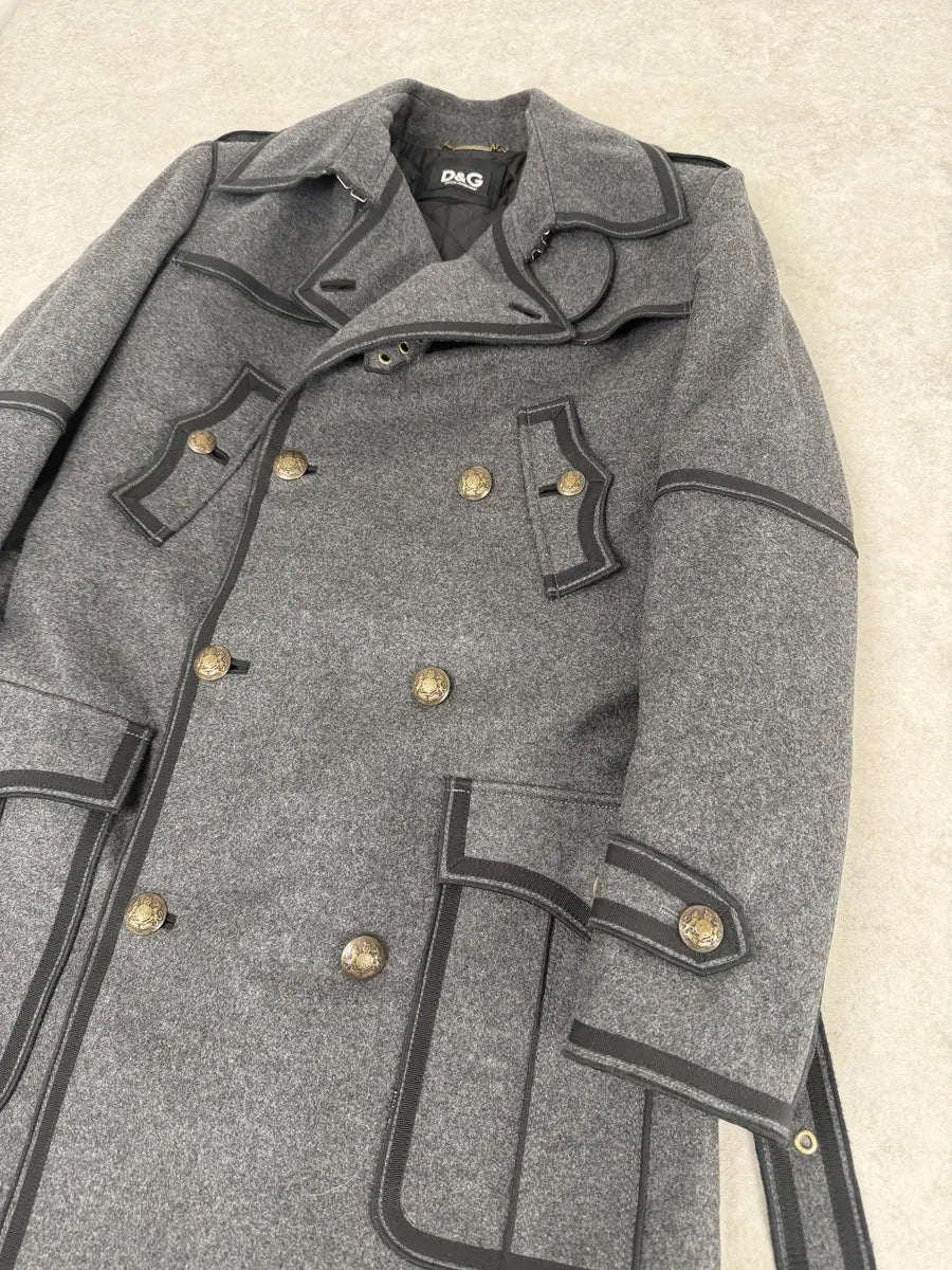 AW2009 Dolce & Gabbana Grey Wool Officer Trench Coat  jFaCjRG 6