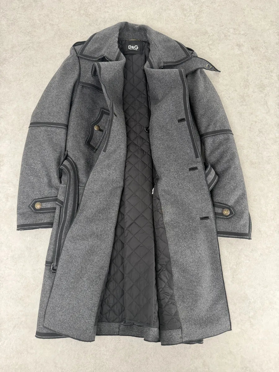 AW2009 Dolce & Gabbana Grey Wool Officer Trench Coat  jFaCjRG 8
