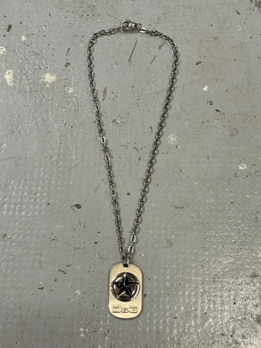 AW2009 Dolce & Gabbana Military Star Grey Dog Tag Necklace RDRpGZE 0