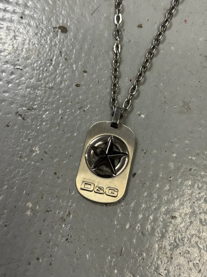 AW2009 Dolce & Gabbana Military Star Grey Dog Tag Necklace RDRpGZE 2