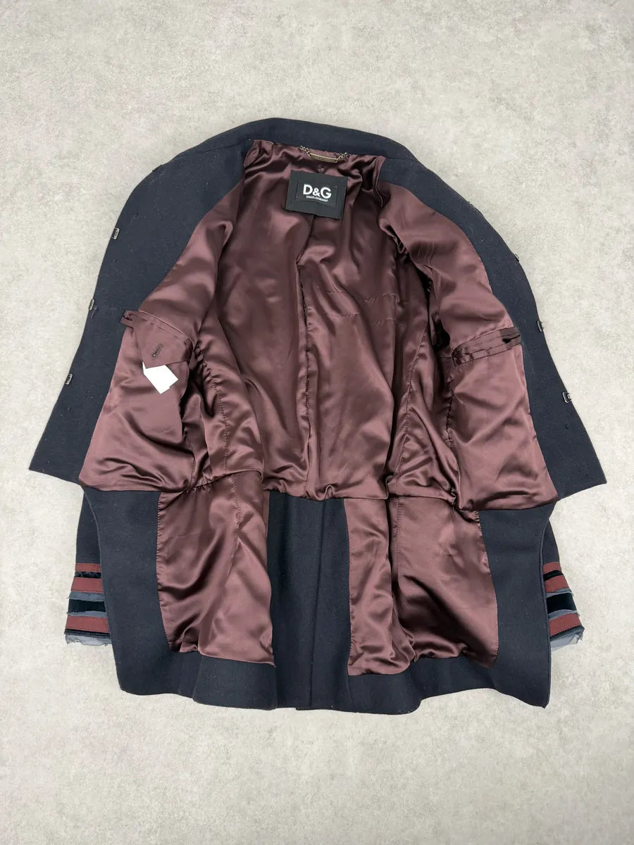 AW2009 Dolce & Gabbana Navy Buttoned Officer Long Classy Jacket WWRKHiC 7