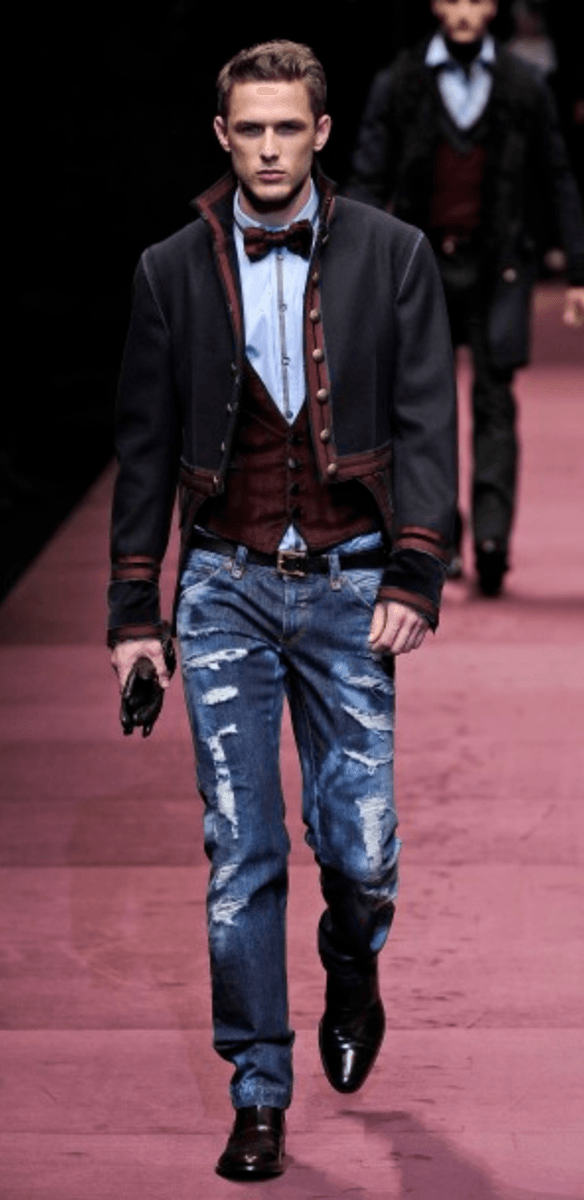 AW2009 Dolce & Gabbana Navy Denim Distressed Faded Fit Jeans yzmRora 1
